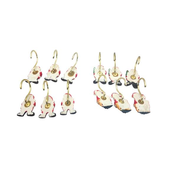 12 Santa Claus Bath Shower Curtain Hooks Resin Hand Painted 4 Different Poses - Picture 2 of 6